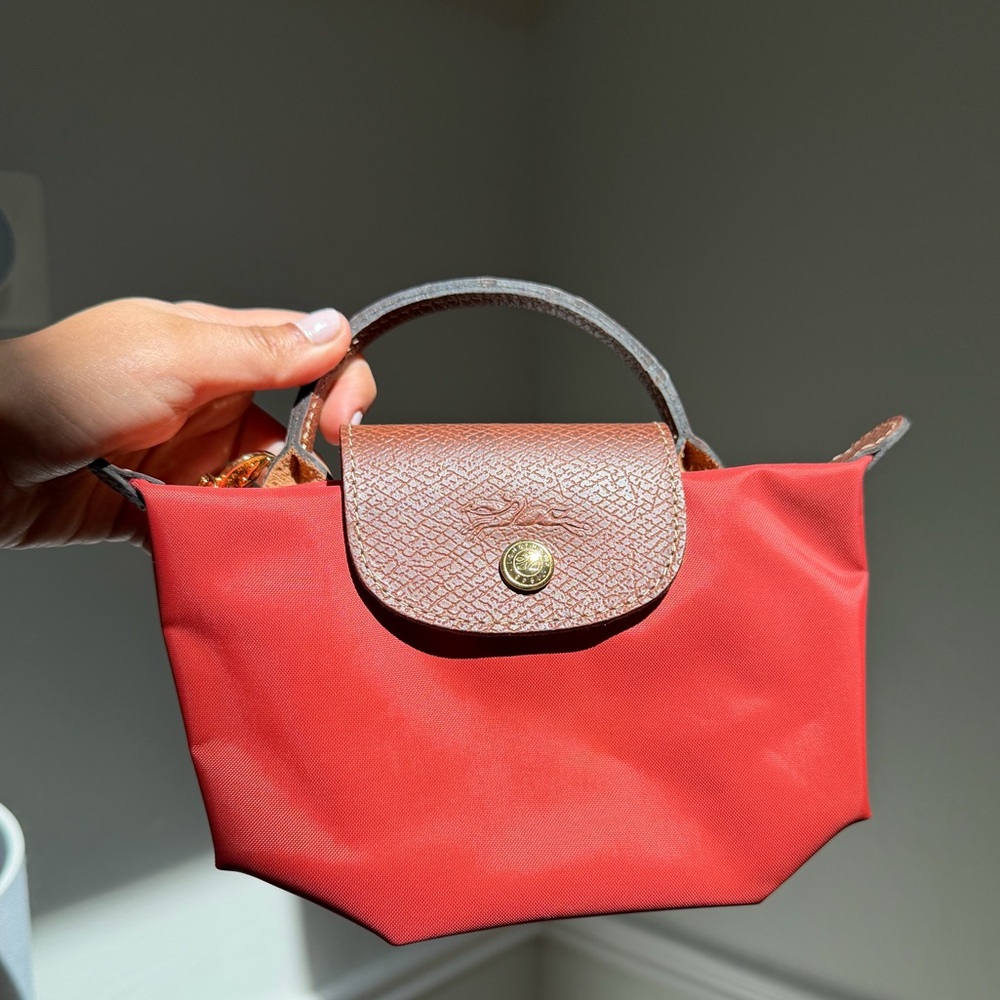 Longchamp Coral Pink Mini Le Pliage Top-Handle Bag - Picture 2 of 9